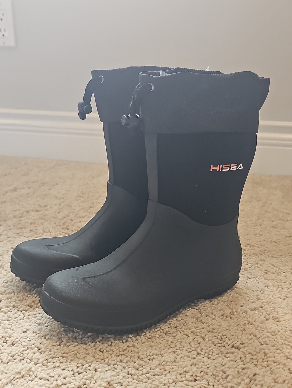 NWT HISEA Black Women's Waterproof Mid Calf Winter Boots Adjustable Drawcord 6
